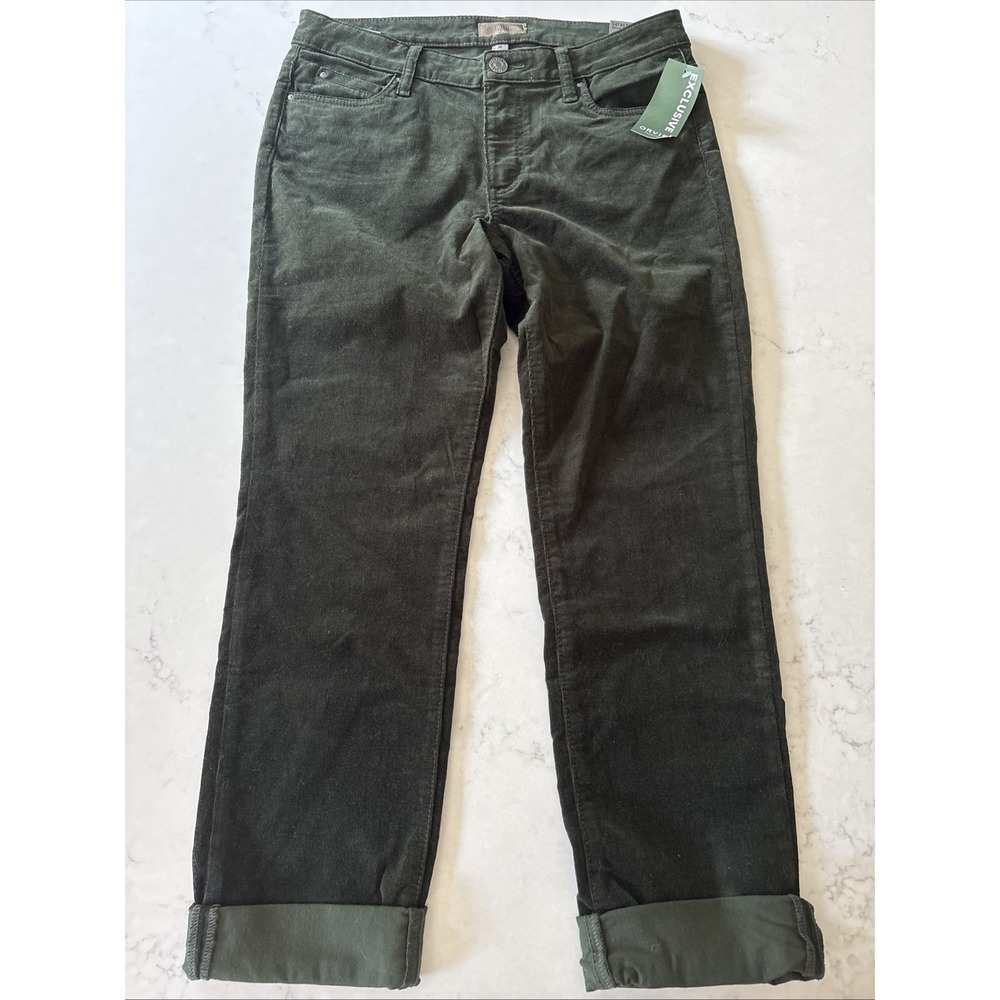 Kut From The Kloth Catherine Boyfriend 10 Corduroy Pants Forest Green Velvet New